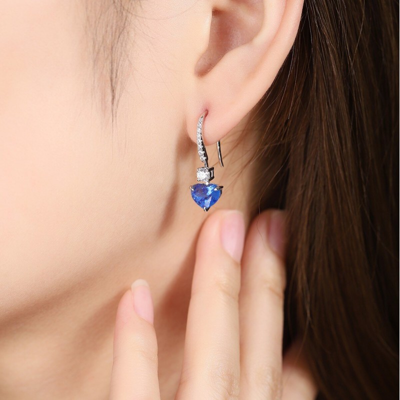 Ruif Jewelry Classic Design S925 Silver 3.16ct Lab Grown Cobalt Spinel  Earrings Gemstone Jewelry Party Gift