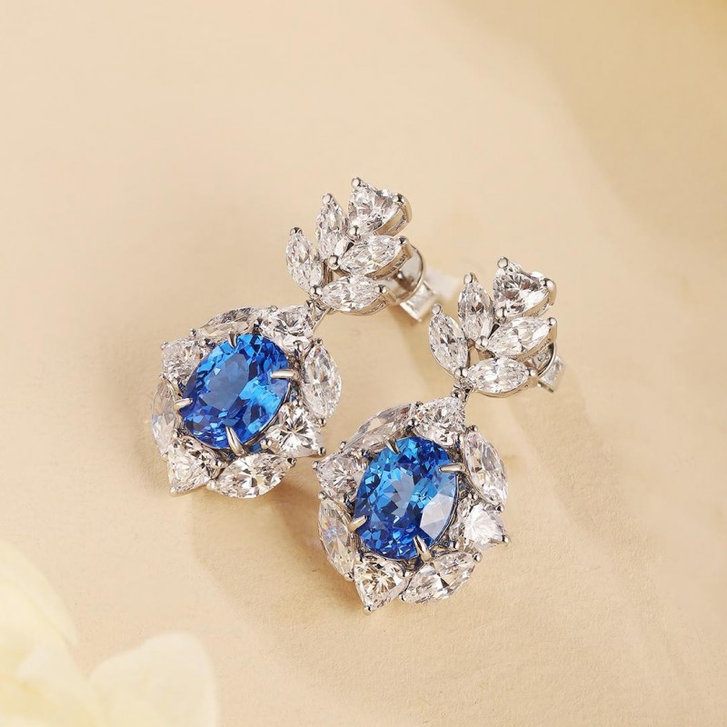 Ruif Jewelry Classic Design S925 Silver 4.74ct Lab Grown Cobalt Spinel Earrings Gemstone Jewelry Party Gift Ruif Jewelry Classic Design S925 Silver 4.74ct Lab Grown Cobalt Spinel Earrings Gemstone Jewelry Party Gift