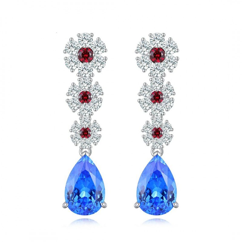 Ruif Jewelry Classic Design S925 Silver 7.2ct Lab Grown Cobalt Spinel Earrings Gemstone Jewelry Party Gift Ruif Jewelry Classic Design S925 Silver 7.2ct Lab Grown Cobalt Spinel Earrings Gemstone Jewelry Party Gift
