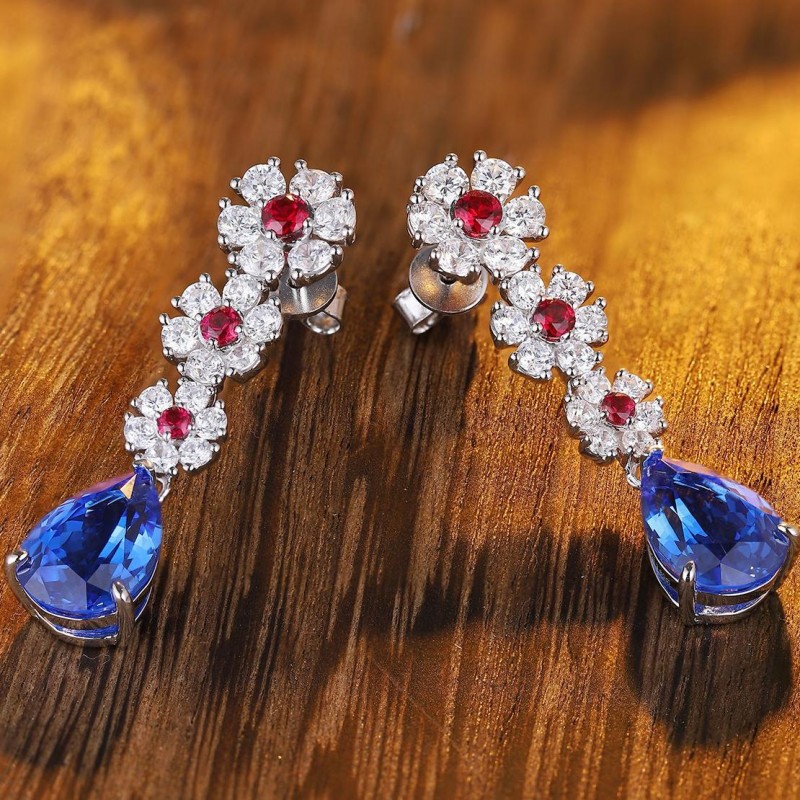 Ruif Jewelry Classic Design S925 Silver 7.2ct Lab Grown Cobalt Spinel Earrings Gemstone Jewelry Party Gift Ruif Jewelry Classic Design S925 Silver 7.2ct Lab Grown Cobalt Spinel Earrings Gemstone Jewelry Party Gift