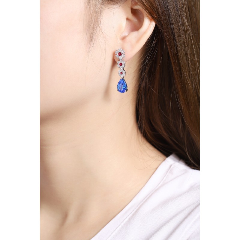 Ruif Jewelry Classic Design S925 Silver 7.2ct Lab Grown Cobalt Spinel Earrings Gemstone Jewelry Party Gift Ruif Jewelry Classic Design S925 Silver 7.2ct Lab Grown Cobalt Spinel Earrings Gemstone Jewelry Party Gift