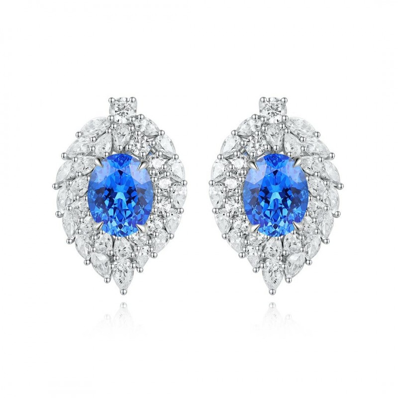 Ruif Jewelry Classic Design S925 Silver 4.28ct Lab Grown Cobalt Spinel  Earrings Gemstone Jewelry Party Gift