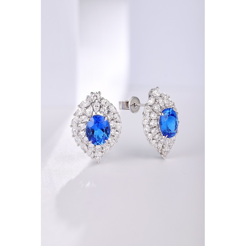 Ruif Jewelry Classic Design S925 Silver 4.28ct Lab Grown Cobalt Spinel  Earrings Gemstone Jewelry Party Gift
