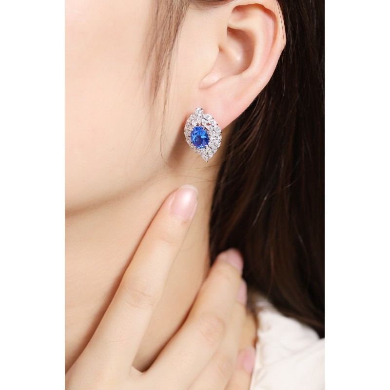 Ruif Jewelry Classic Design S925 Silver 4.28ct Lab Grown Cobalt Spinel  Earrings Gemstone Jewelry Party Gift