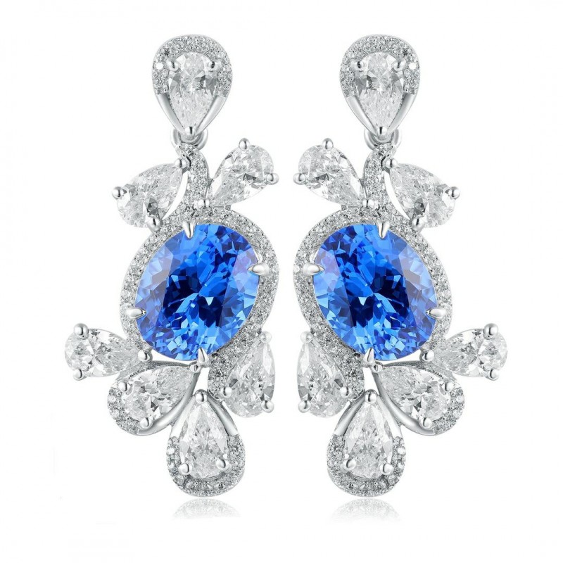 Ruif Jewelry Classic Design S925 Silver 4.35ct Lab Grown Cobalt Spinel Earrings Gemstone Jewelry Party Gift Ruif Jewelry Classic Design S925 Silver 4.35ct Lab Grown Cobalt Spinel Earrings Gemstone Jewelry Party Gift
