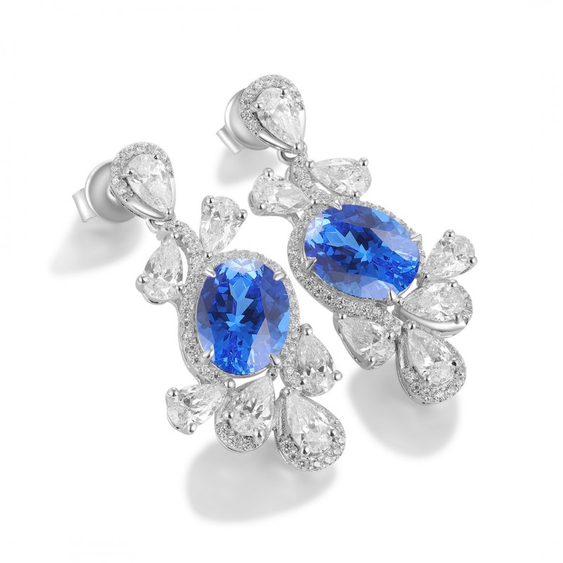 Ruif Jewelry Classic Design S925 Silver 4.35ct Lab Grown Cobalt Spinel Earrings Gemstone Jewelry Party Gift Ruif Jewelry Classic Design S925 Silver 4.35ct Lab Grown Cobalt Spinel Earrings Gemstone Jewelry Party Gift