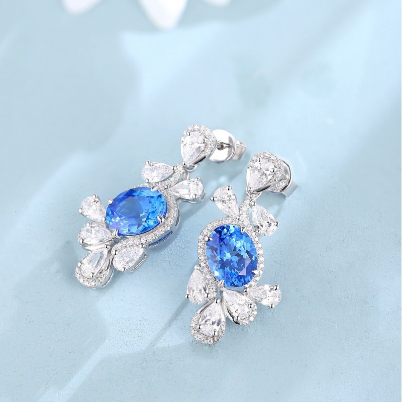 Ruif Jewelry Classic Design S925 Silver 4.35ct Lab Grown Cobalt Spinel Earrings Gemstone Jewelry Party Gift Ruif Jewelry Classic Design S925 Silver 4.35ct Lab Grown Cobalt Spinel Earrings Gemstone Jewelry Party Gift