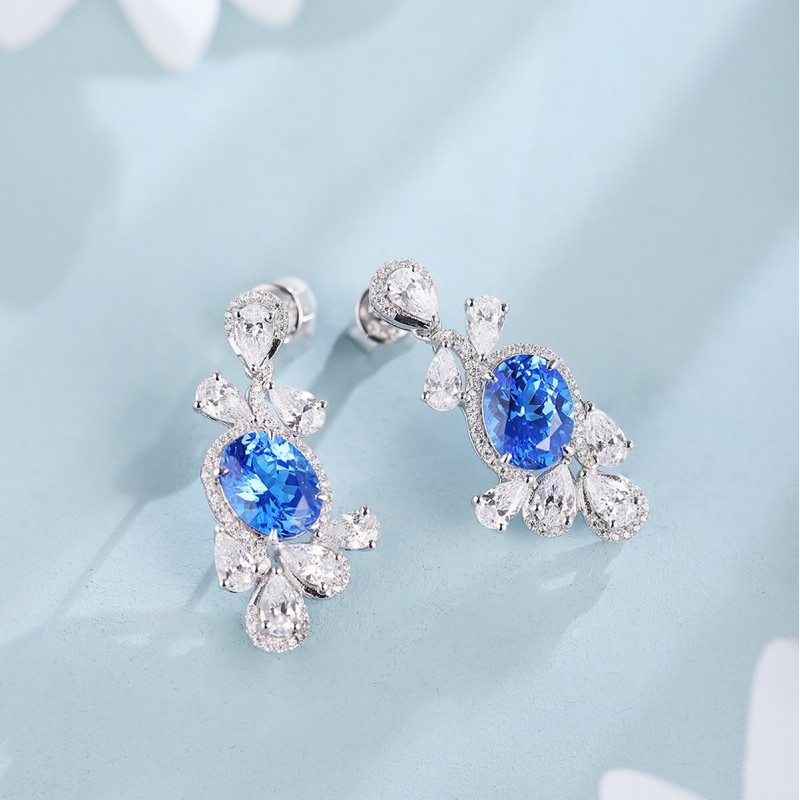 Ruif Jewelry Classic Design S925 Silver 4.35ct Lab Grown Cobalt Spinel Earrings Gemstone Jewelry Party Gift Ruif Jewelry Classic Design S925 Silver 4.35ct Lab Grown Cobalt Spinel Earrings Gemstone Jewelry Party Gift