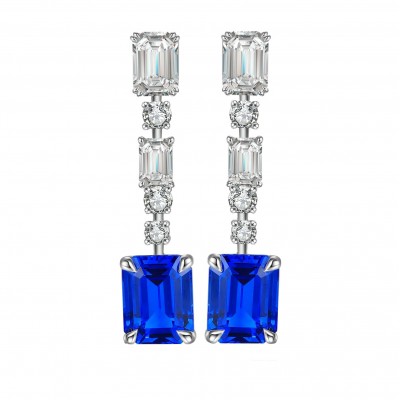 Ruif Jewelry Classic Design S925 Silver 6.03ct Lab Grown Cobalt Spinel  Earrings Gemstone Jewelry Party Gift