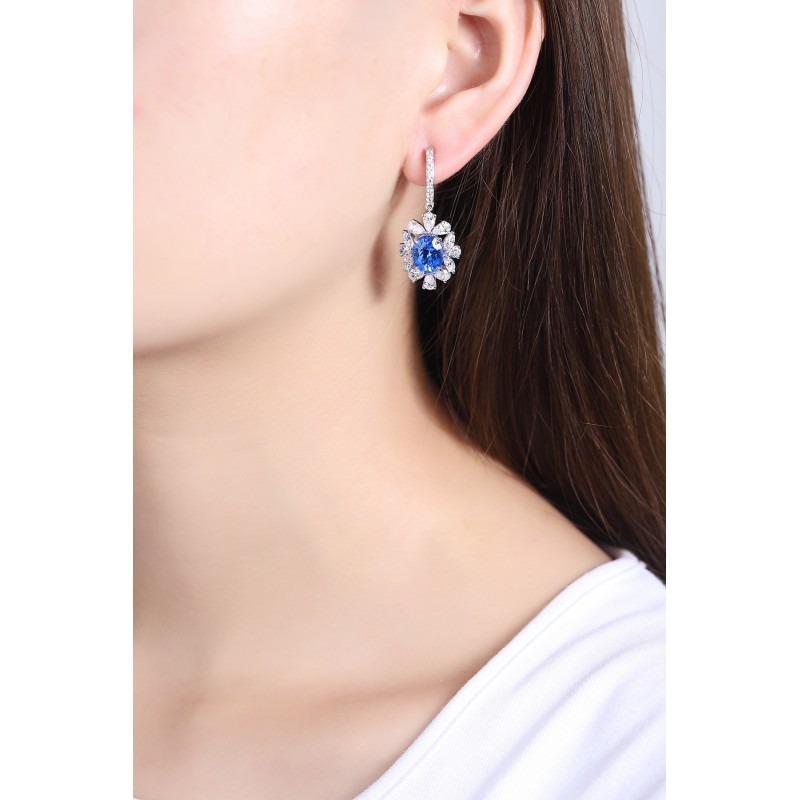Ruif Jewelry Classic Design S925 Silver 6.17ct Lab Grown Cobalt Spinel Earrings Gemstone Jewelry Party Gift Ruif Jewelry Classic Design S925 Silver 6.17ct Lab Grown Cobalt Spinel Earrings Gemstone Jewelry Party Gift