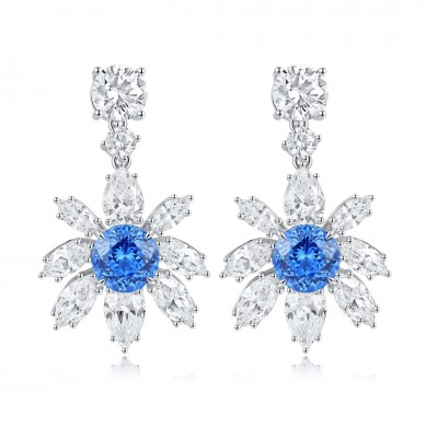 Ruif Jewelry Classic Design S925 Silver 4.67ct Lab Grown Cobalt Spinel  Earrings Gemstone Jewelry Party Gift