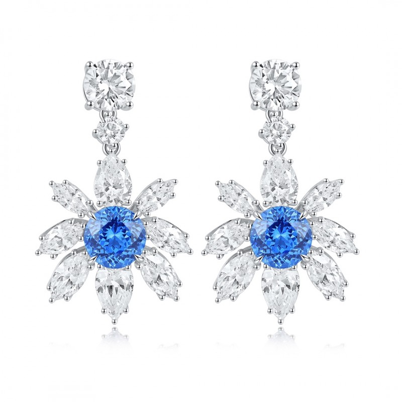 Ruif Jewelry Classic Design S925 Silver 4.67ct Lab Grown Cobalt Spinel Earrings Gemstone Jewelry Party Gift Ruif Jewelry Classic Design S925 Silver 4.67ct Lab Grown Cobalt Spinel Earrings Gemstone Jewelry Party Gift