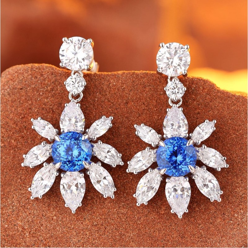 Ruif Jewelry Classic Design S925 Silver 4.67ct Lab Grown Cobalt Spinel Earrings Gemstone Jewelry Party Gift Ruif Jewelry Classic Design S925 Silver 4.67ct Lab Grown Cobalt Spinel Earrings Gemstone Jewelry Party Gift
