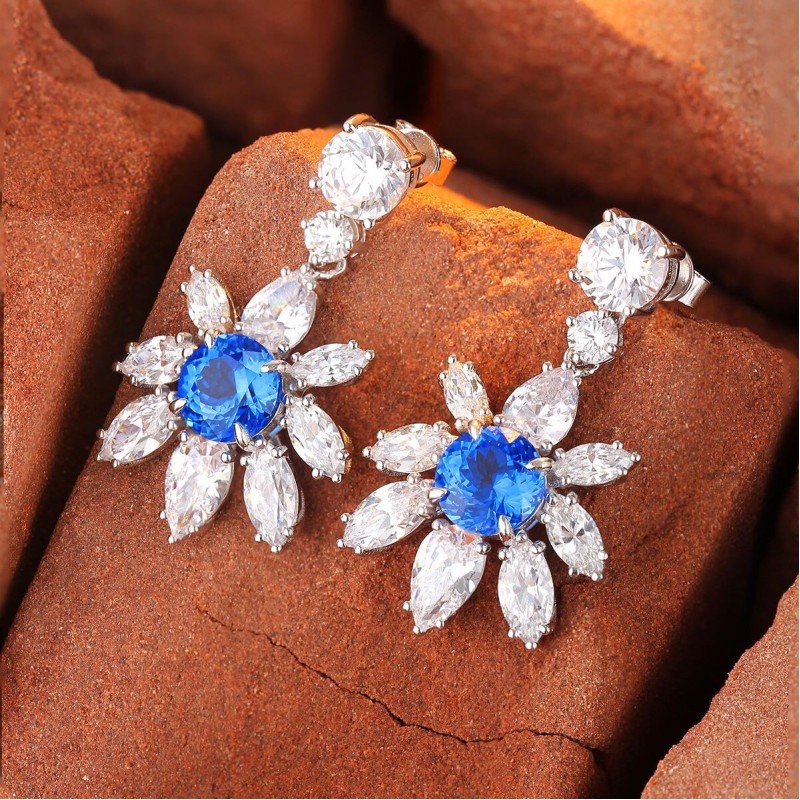 Ruif Jewelry Classic Design S925 Silver 4.67ct Lab Grown Cobalt Spinel Earrings Gemstone Jewelry Party Gift Ruif Jewelry Classic Design S925 Silver 4.67ct Lab Grown Cobalt Spinel Earrings Gemstone Jewelry Party Gift