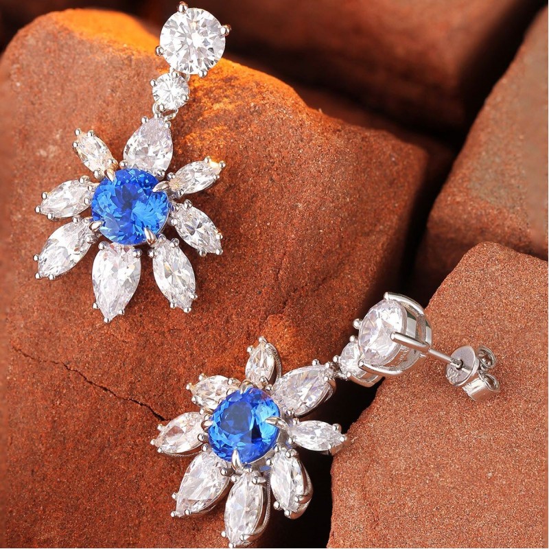 Ruif Jewelry Classic Design S925 Silver 4.67ct Lab Grown Cobalt Spinel Earrings Gemstone Jewelry Party Gift Ruif Jewelry Classic Design S925 Silver 4.67ct Lab Grown Cobalt Spinel Earrings Gemstone Jewelry Party Gift