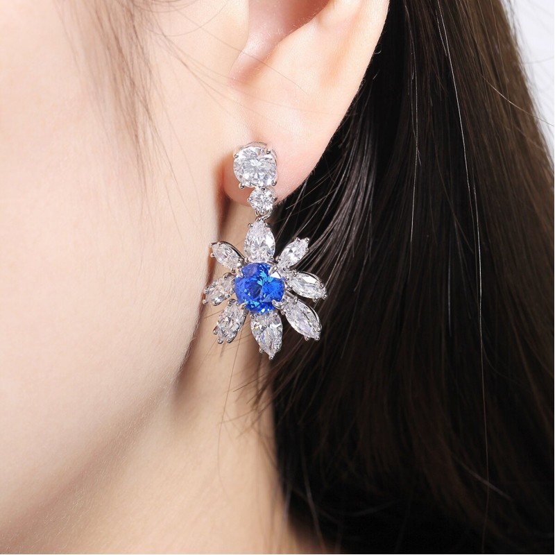 Ruif Jewelry Classic Design S925 Silver 4.67ct Lab Grown Cobalt Spinel Earrings Gemstone Jewelry Party Gift Ruif Jewelry Classic Design S925 Silver 4.67ct Lab Grown Cobalt Spinel Earrings Gemstone Jewelry Party Gift