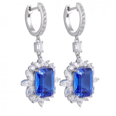 Ruif Jewelry Classic Design S925 Silver 12.73ct Lab Grown Cobalt Spinel  Earrings Gemstone Jewelry Party Gift