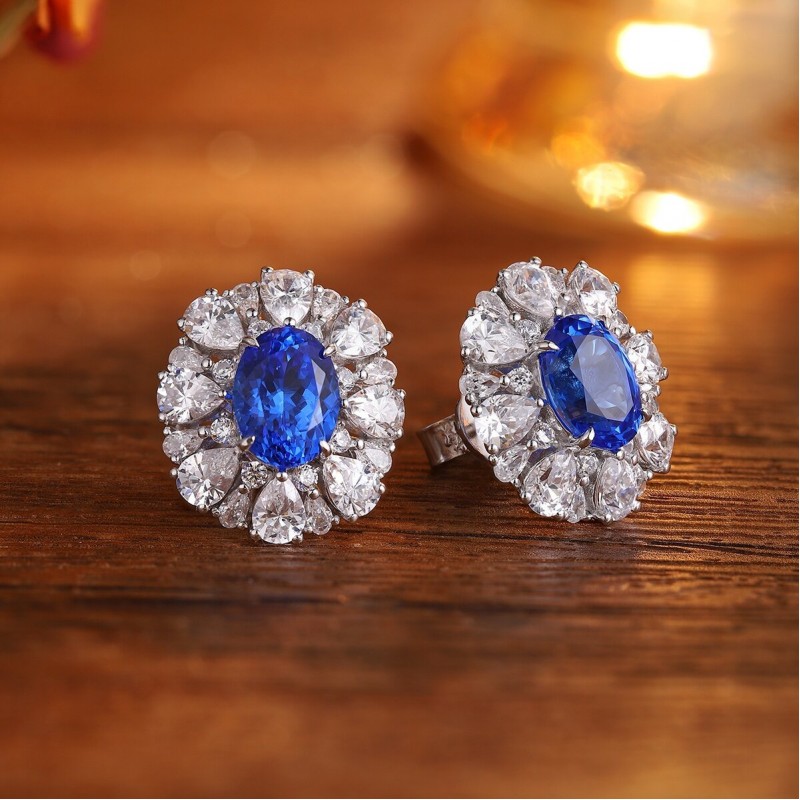 Ruif Jewelry Classic Design S925 Silver 3.03ct Lab Grown Cobalt Spinel Earrings Gemstone Jewelry Ruif Jewelry Classic Design S925 Silver 3.03ct Lab Grown Cobalt Spinel Earrings Gemstone Jewelry