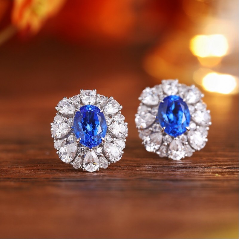 Ruif Jewelry Classic Design S925 Silver 3.03ct Lab Grown Cobalt Spinel Earrings Gemstone Jewelry Ruif Jewelry Classic Design S925 Silver 3.03ct Lab Grown Cobalt Spinel Earrings Gemstone Jewelry