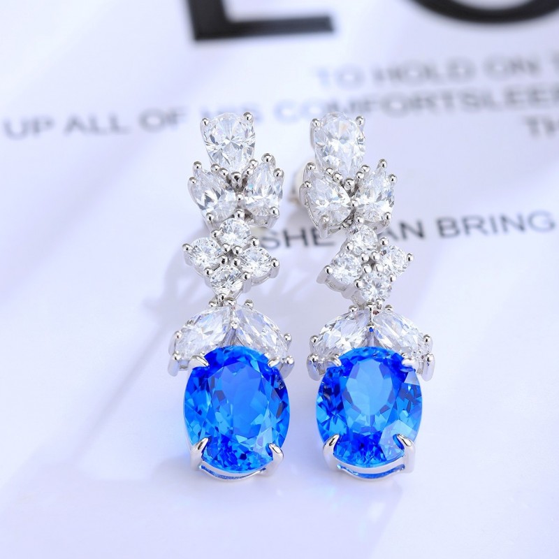 Ruif Jewelry Classic Design S925 Silver 6.712ct Lab Grown Cobalt Spinel Earrings Gemstone Jewelry Party Gift Ruif Jewelry Classic Design S925 Silver 6.712ct Lab Grown Cobalt Spinel Earrings Gemstone Jewelry Party Gift