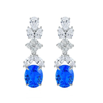 Ruif Jewelry Classic Design S925 Silver 6.712ct Lab Grown Cobalt Spinel  Earrings Gemstone Jewelry Party Gift