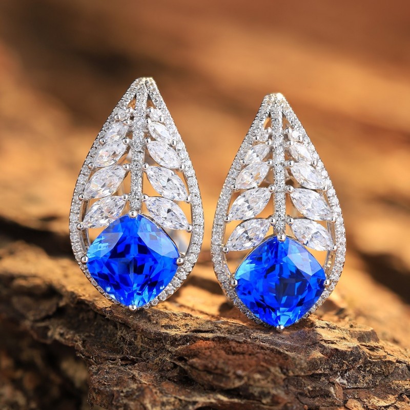 Ruif Jewelry Classic Design S925 Silver 5.855ct Lab Grown Cobalt Spinel Earrings Gemstone Jewelry Party Gift Ruif Jewelry Classic Design S925 Silver 5.855ct Lab Grown Cobalt Spinel Earrings Gemstone Jewelry Party Gift