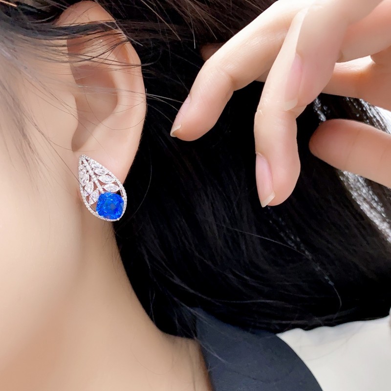 Ruif Jewelry Classic Design S925 Silver 5.855ct Lab Grown Cobalt Spinel Earrings Gemstone Jewelry Party Gift Ruif Jewelry Classic Design S925 Silver 5.855ct Lab Grown Cobalt Spinel Earrings Gemstone Jewelry Party Gift