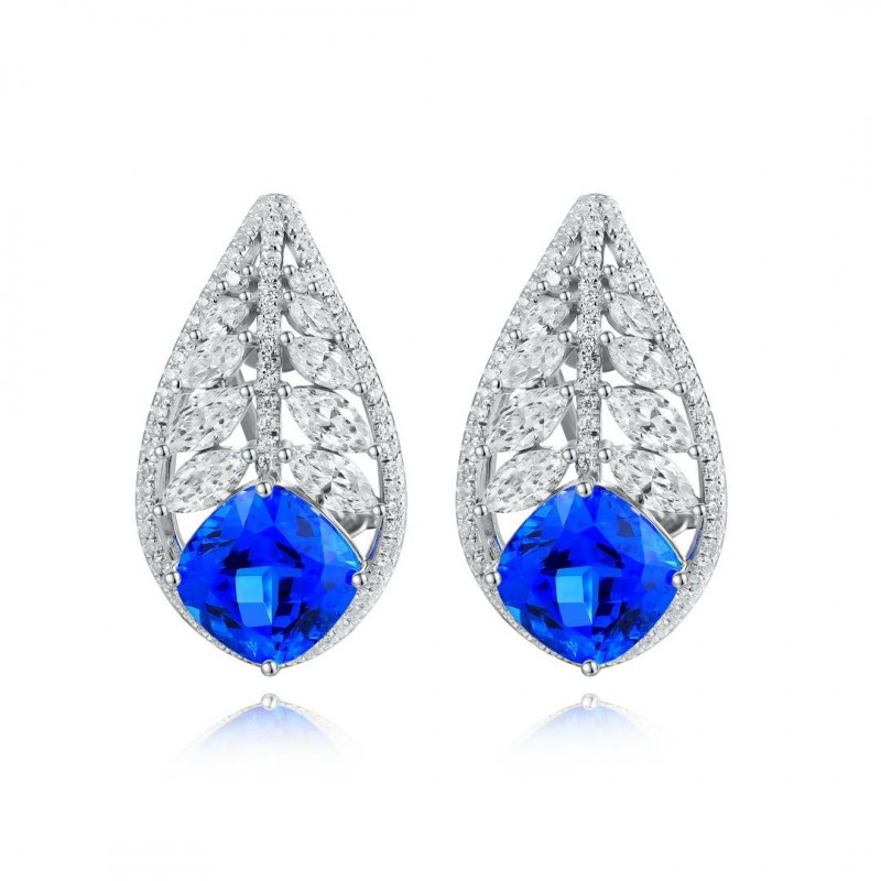 Ruif Jewelry Classic Design S925 Silver 5.855ct Lab Grown Cobalt Spinel  Earrings Gemstone Jewelry Party Gift