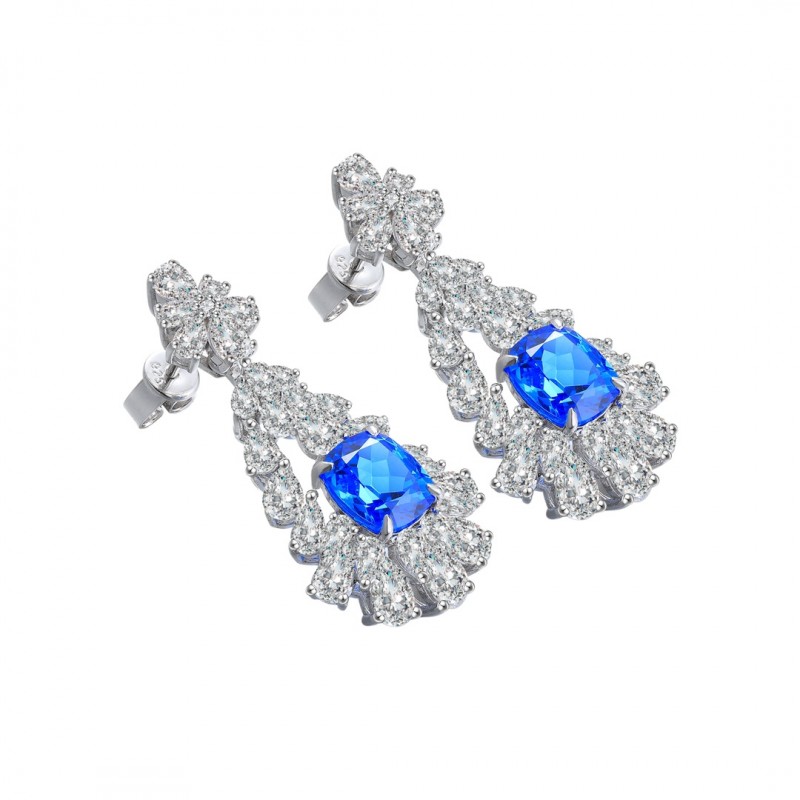 Ruif Jewelry Classic Design S925 Silver 4.5ct Lab Grown Cobalt Spinel  Earrings Gemstone Jewelry Party Gift