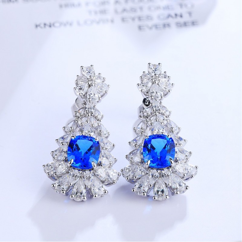 Ruif Jewelry Classic Design S925 Silver 4.5ct Lab Grown Cobalt Spinel  Earrings Gemstone Jewelry Party Gift