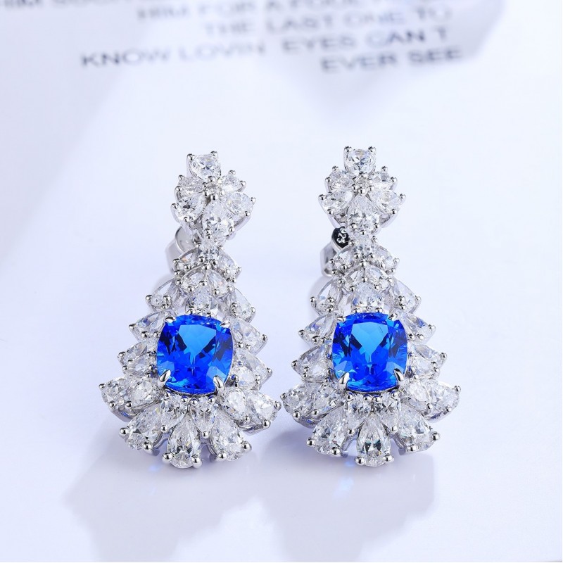 Ruif Jewelry Classic Design S925 Silver 4.5ct Lab Grown Cobalt Spinel Earrings Gemstone Jewelry Party Gift Ruif Jewelry Classic Design S925 Silver 4.5ct Lab Grown Cobalt Spinel Earrings Gemstone Jewelry Party Gift