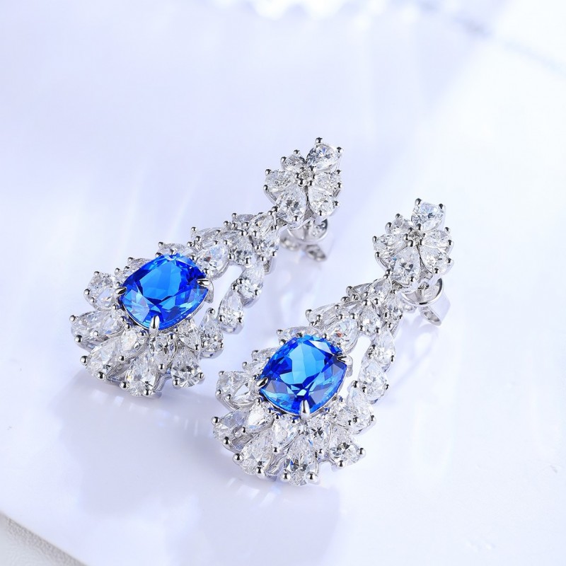 Ruif Jewelry Classic Design S925 Silver 4.5ct Lab Grown Cobalt Spinel Earrings Gemstone Jewelry Party Gift Ruif Jewelry Classic Design S925 Silver 4.5ct Lab Grown Cobalt Spinel Earrings Gemstone Jewelry Party Gift