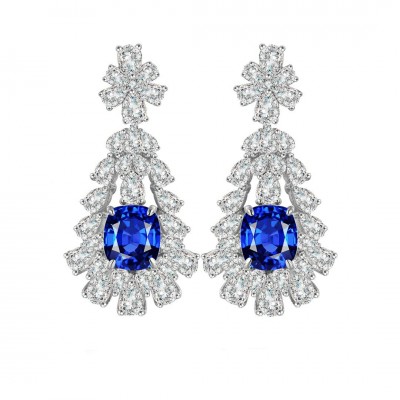 Ruif Jewelry Classic Design S925 Silver 4.5ct Lab Grown Cobalt Spinel  Earrings Gemstone Jewelry Party Gift