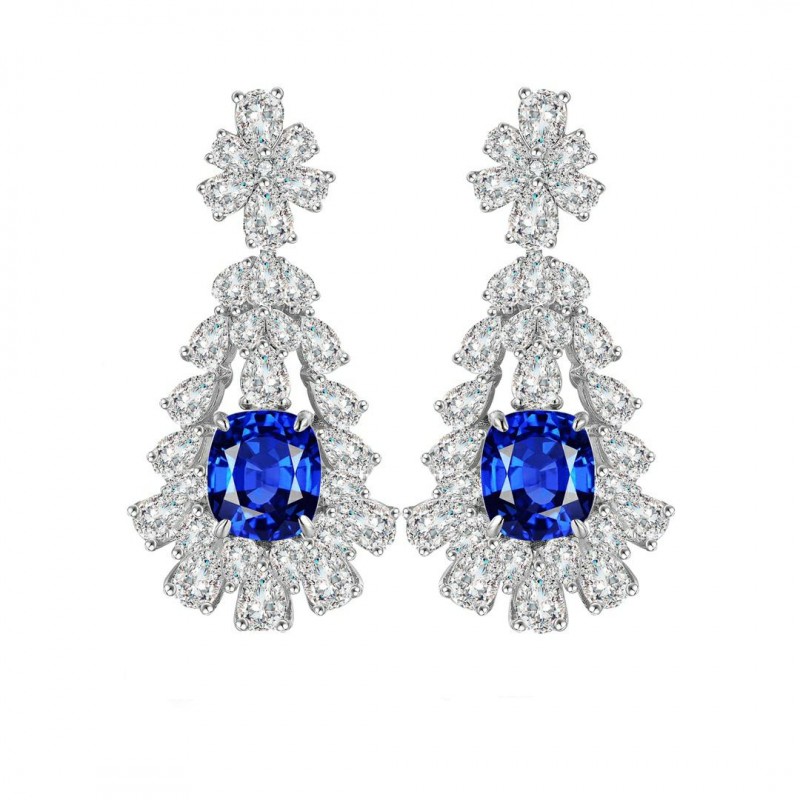 Ruif Jewelry Classic Design S925 Silver 4.5ct Lab Grown Cobalt Spinel Earrings Gemstone Jewelry Party Gift Ruif Jewelry Classic Design S925 Silver 4.5ct Lab Grown Cobalt Spinel Earrings Gemstone Jewelry Party Gift