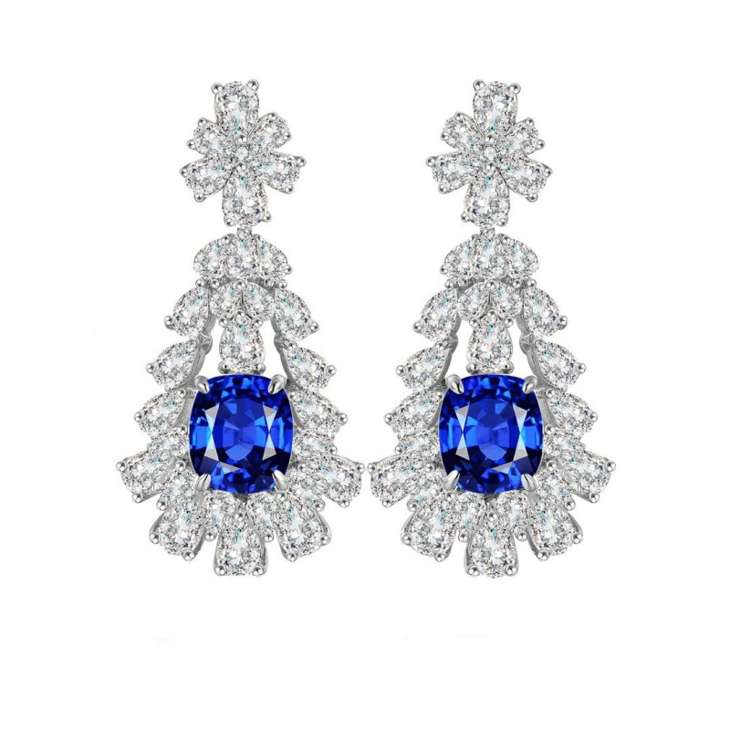 Ruif Jewelry Classic Design S925 Silver 4.5ct Lab Grown Cobalt Spinel  Earrings Gemstone Jewelry Party Gift