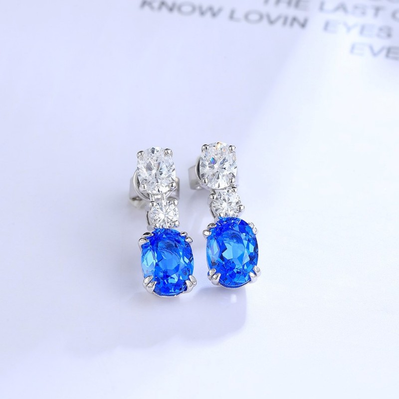 Ruif Jewelry Classic Design S925 Silver 2.506ct Lab Grown Cobalt Spinel  Earrings Gemstone Jewelry Party Gift