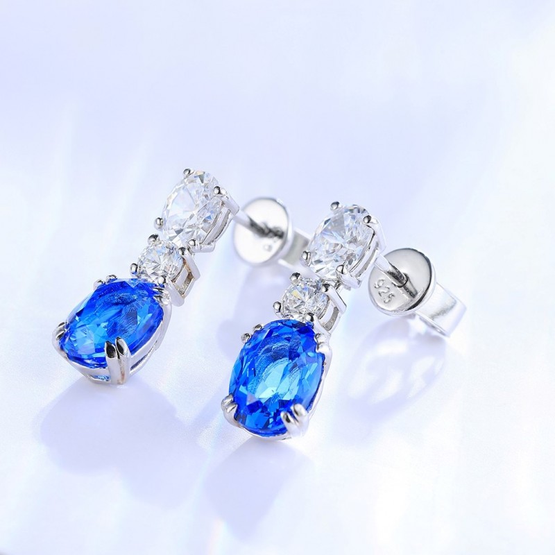 Ruif Jewelry Classic Design S925 Silver 2.506ct Lab Grown Cobalt Spinel  Earrings Gemstone Jewelry Party Gift