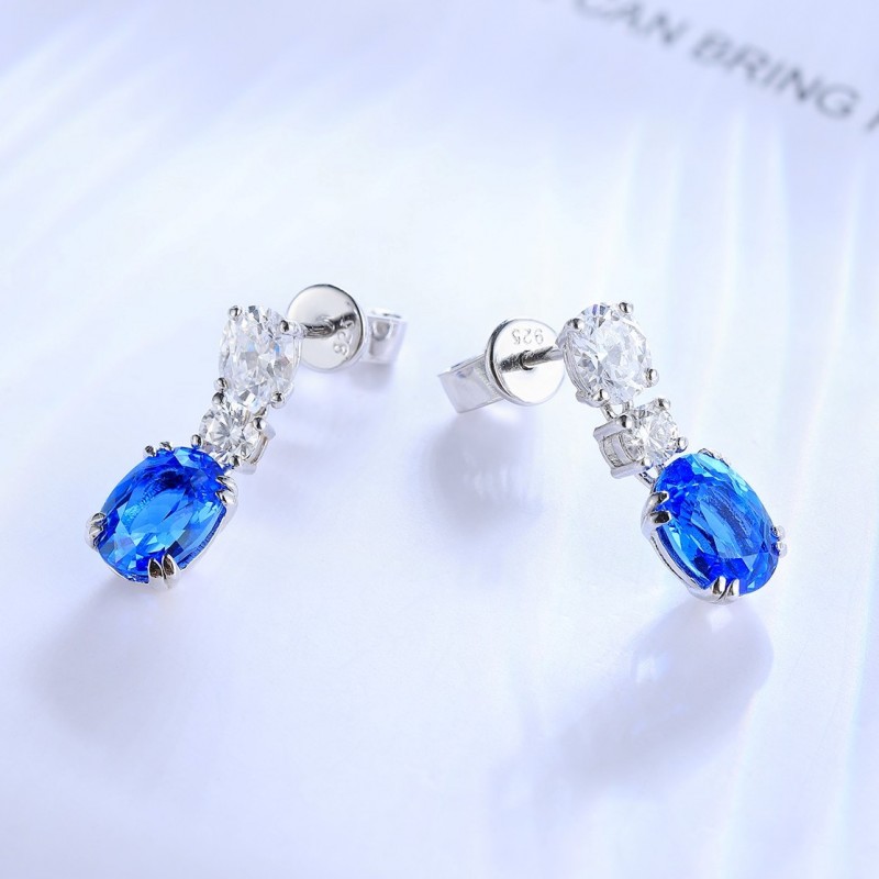 Ruif Jewelry Classic Design S925 Silver 2.506ct Lab Grown Cobalt Spinel  Earrings Gemstone Jewelry Party Gift