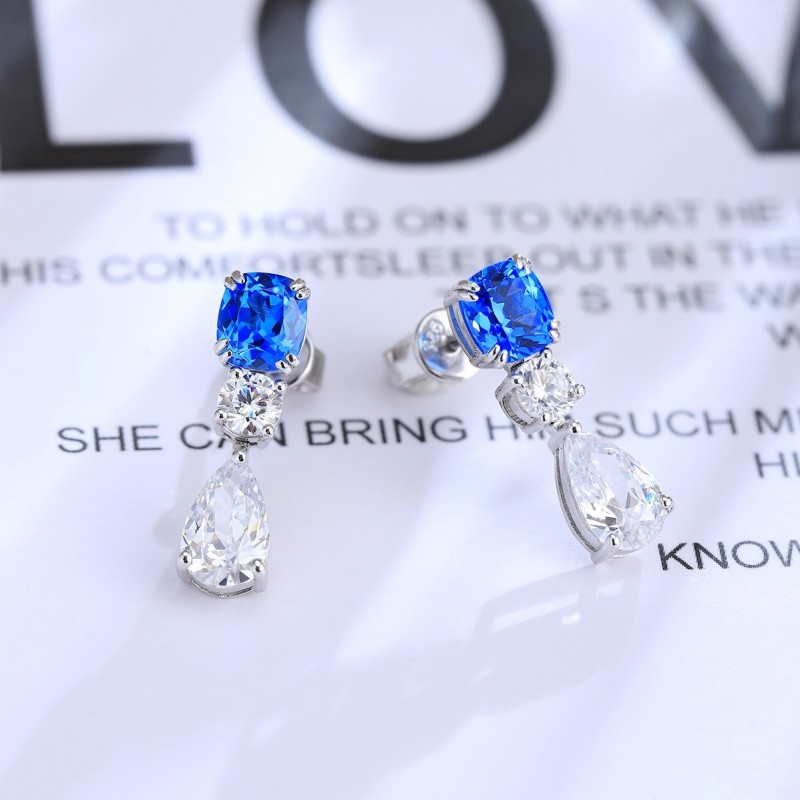 Ruif Jewelry Classic Design S925 Silver 1.58ct Lab Grown Cobalt Spinel Earrings Gemstone Jewelry Party Gift Ruif Jewelry Classic Design S925 Silver 1.58ct Lab Grown Cobalt Spinel Earrings Gemstone Jewelry Party Gift