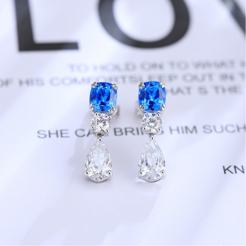 Ruif Jewelry Classic Design S925 Silver 1.58ct Lab Grown Cobalt Spinel Earrings Gemstone Jewelry Party Gift Ruif Jewelry Classic Design S925 Silver 1.58ct Lab Grown Cobalt Spinel Earrings Gemstone Jewelry Party Gift