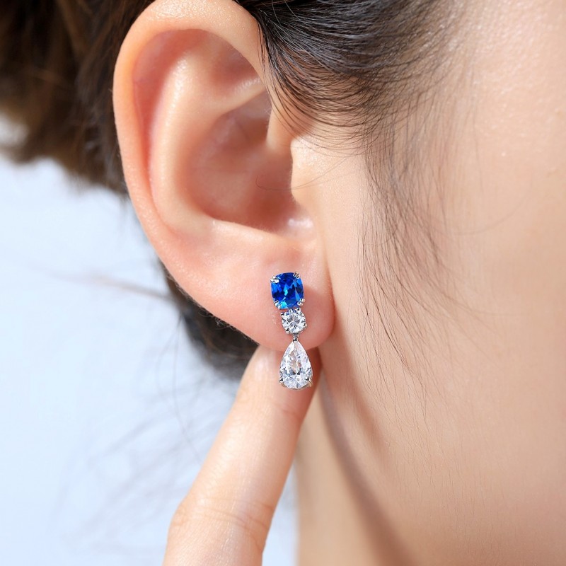 Ruif Jewelry Classic Design S925 Silver 1.58ct Lab Grown Cobalt Spinel  Earrings Gemstone Jewelry Party Gift