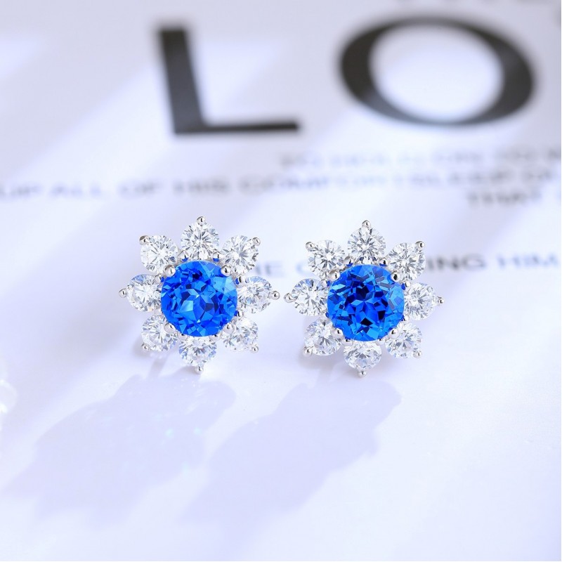 Ruif Jewelry Classic Design S925 Silver 2.72ct Lab Grown Cobalt Spinel  Earrings Gemstone Jewelry Party Gift