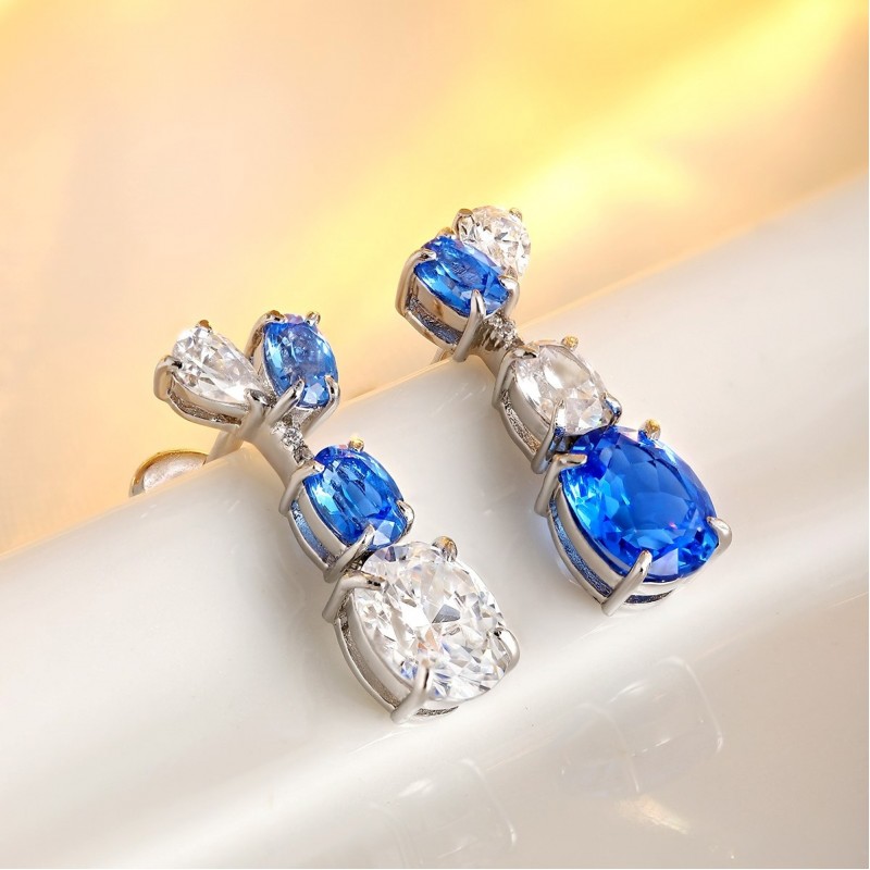 Ruif Jewelry Classic Design S925 Silver 1.17ct Lab Grown Cobalt Spinel  Earrings Gemstone Jewelry Party Gift