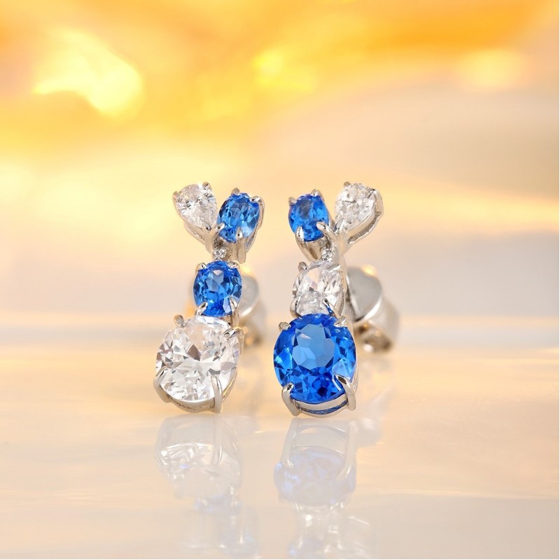 Ruif Jewelry Classic Design S925 Silver 1.17ct Lab Grown Cobalt Spinel  Earrings Gemstone Jewelry Party Gift