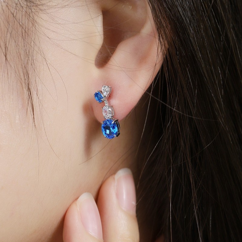 Ruif Jewelry Classic Design S925 Silver 1.17ct Lab Grown Cobalt Spinel Earrings Gemstone Jewelry Party Gift Ruif Jewelry Classic Design S925 Silver 1.17ct Lab Grown Cobalt Spinel Earrings Gemstone Jewelry Party Gift