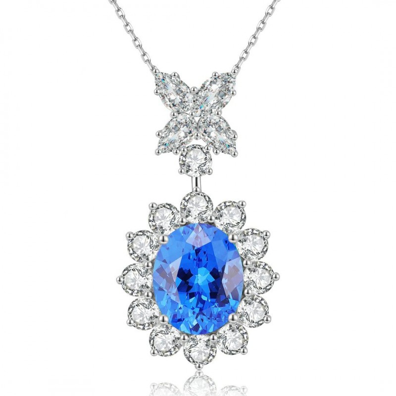 Ruif Jewelry Classic Design S925 Silver 4.41ct Lab Grown Cobalt Spinel Necklace Wedding Bands Ruif Jewelry Classic Design S925 Silver 4.41ct Lab Grown Cobalt Spinel Necklace Wedding Bands