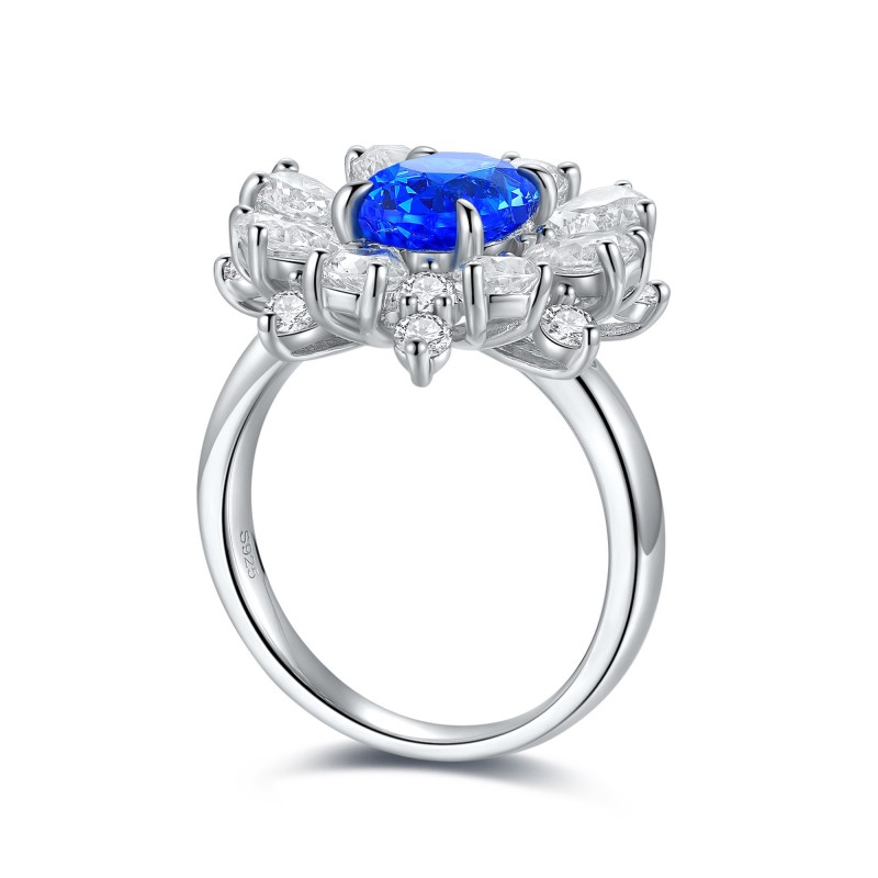 Ruif Jewelry Classic Design S925 Silver 2.398ct Lab Grown Cobalt Spinel Ring Wedding Bands