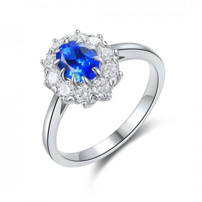 Ruif Jewelry Classic Design S925 Silver 0.95ct Lab Grown Cobalt Spinel Ring Wedding Bands