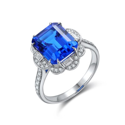 Ruif Jewelry Classic Design S925 Silver 5.67ct Lab Grown Cobalt Spinel Ring Wedding Bands