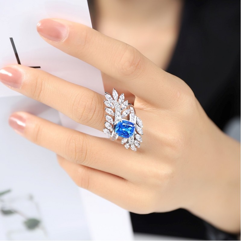 Ruif Jewelry Classic Design S925 Silver 3.25ct Lab Grown Cobalt Spinel Ring Wedding Bands Ruif Jewelry Classic Design S925 Silver 3.25ct Lab Grown Cobalt Spinel Ring Wedding Bands